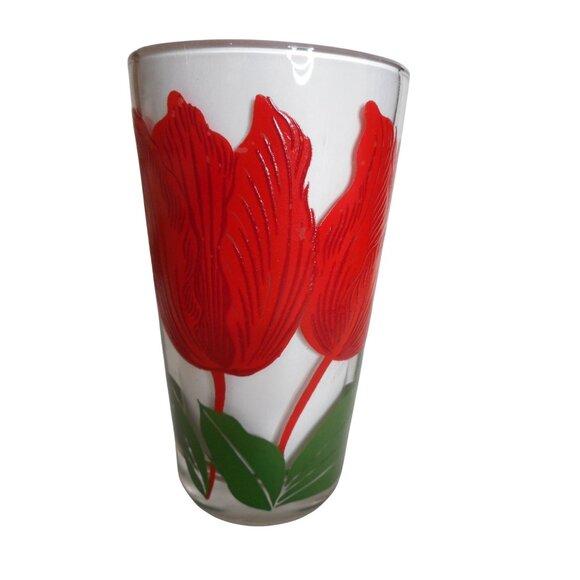 MCM Boscul Peanut Butter Drinking Juice Glass Tumbler Tulips Estate find 5" #3 - Picture 3 of 4